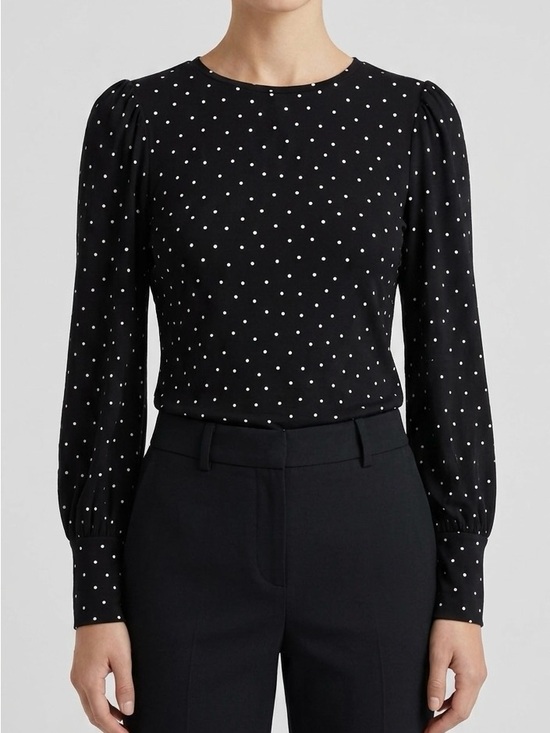 RW&CO. Tops - 2/$25 RW&CO. Black & White Polka Dot Puff Sleeve Top